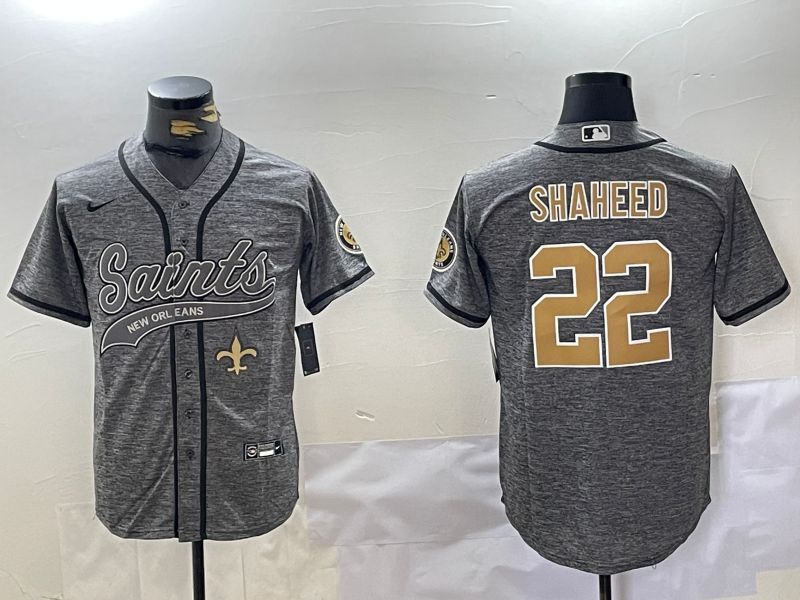 Men New Orleans Saints 22 Shaheed Grey Joint Name 2024 Nike Limited NFL Jersey style 3